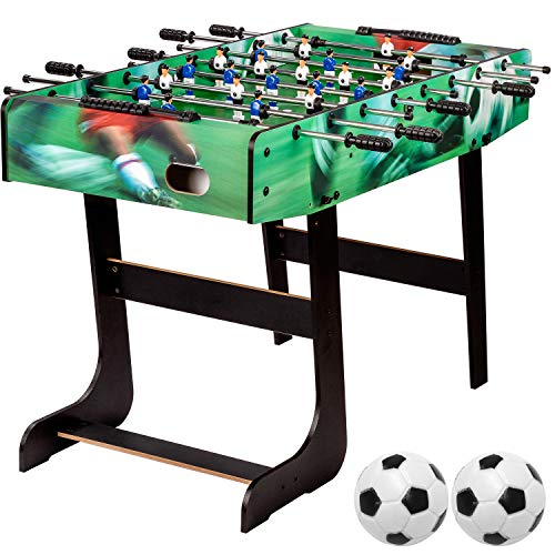 GAMES PLANET Tischfussball „Belfast“, klappbar, Farbe: Soccer, nahtlos hochgezogene Spielfeldecken, inkl. 2 Bälle, Kicker Kickertisch Tischkicker