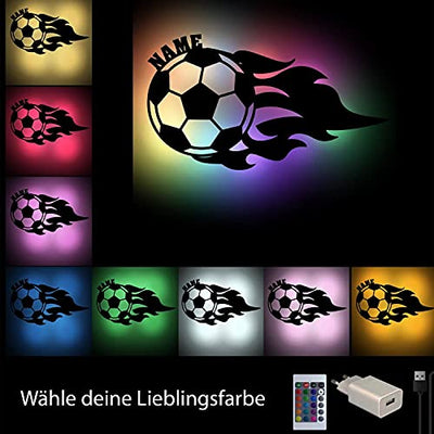 RGB Farbwechsel Fußball mit Namen personalisiert, Geschenke für Bundesliga EM Fanartikel Jungen Jungs Vereine Trainer Spieler zum Geburtstag