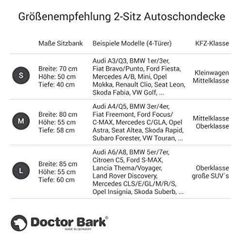 Doctor Bark Hunde 2-Sitz-Autoschondecke für die Rücksitzbank, All-Side Schutz mit Reißverschluss für alle PKWs und SUVs, M in Grau