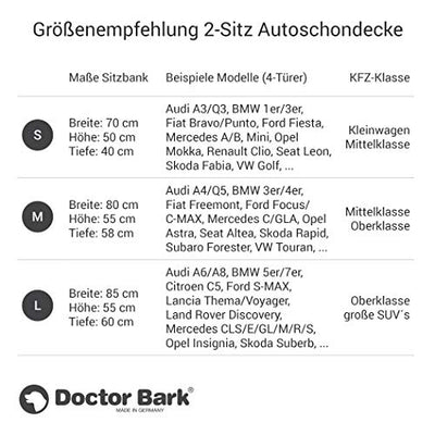 Doctor Bark Hunde 2-Sitz-Autoschondecke für die Rücksitzbank, All-Side Schutz mit Reißverschluss für alle PKWs und SUVs, M in Grau