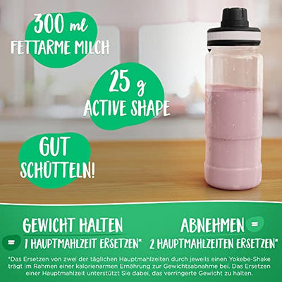 Yokebe ACTIVE SHAPE Strawberry Swirl - Mahlzeitersatz für eine gewichtskontrollierende Ernährung - Diät-Drink mit hohem Proteingehalt und Erdbeer-Geschmack - 250 g = 10 Portionen