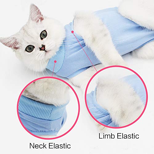 Dotoner Katzenbody Nach Op Anti-leckende für Katze Body Operation Haut-Krankheit Recovery Body Katze Kleidung Nach Kastration E-Halsband Alternative für Katzen Hunde (L, blau)