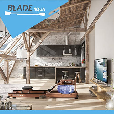 Bluefin Fitness Blade Aqua W-1 Wasserrudergerät aus Holz | 100% nachhaltiges amerikanisches Eschenholz Klappbare Heimfitnessgeräte | LCD-Konsole + Herzfrequenzmonitor | Kinomap App-Integration