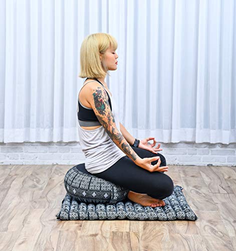 Leewadee Meditationskissen Set Sitzkissen Rund Zafu Yoga Kissen Zabuton Yogakissen Meditationskissen Meditation Zubehör Yoga Sitzkissen Yoga Meditationskissen, Kapok, schwarz