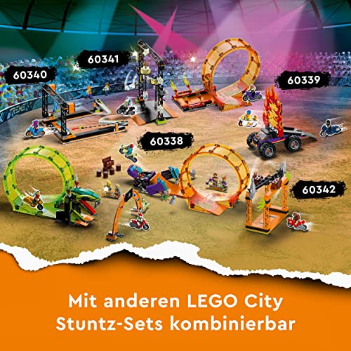 LEGO 60341 City Stuntz Umstoß-Challenge Set, inkl. Motorrad und Stunt Racer Minifigur, Action-Spielzeug, Geschenk Set für Kinder ab 5 Jahren