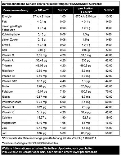 PRECURSOR Fastenhilfe (1 x 1000 ml) Getränkekonzentrat zur Verhinderung des Hungergefühls, 1000 ml Konzentrat ergeben 14 Liter und reichen für 7 Tage á 2 Liter pro Tag