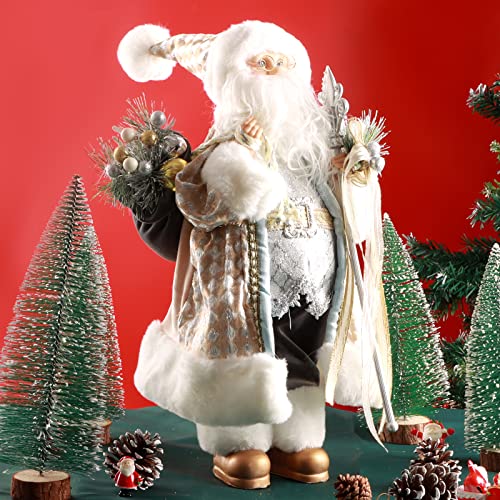 ABXMAS Weihnachtsmann Puppe für Dekoration, Handgefertigte Santa Claus Weihnachtspuppe 50cm, Neuheit Weihnachtsmannfigur Ornament für Weihnachtstisch, Party, Geschenk