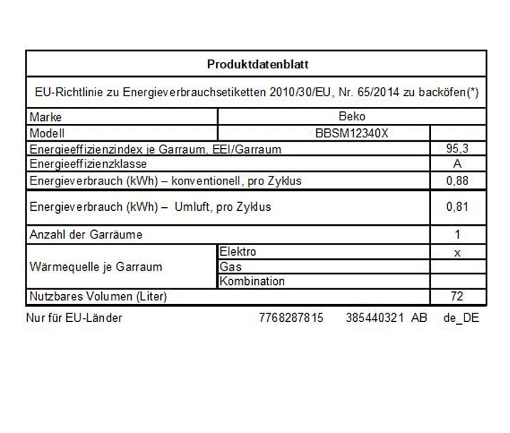 Beko BBSM12340X Einbau-Backofen-Set, zwei autarke Geräte: Induktionskochfeld mit 4 Kochzonen, Backofen mit 8 Heizarten, 72 l Garraum-Volumen, Kindersicherung, Sensortasten, Schwarz/Edelstahl