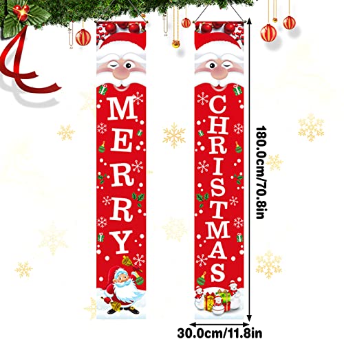 2 Stück Weihnachten Banner, Weihnachten Tür Banner Dekorationen, Frohe Weihnachten Banner, Weihnachtsmann Schneemann Outdoor Indoor Weihnachtstür Dekoration Hängende Banner Zeichen für Home Office