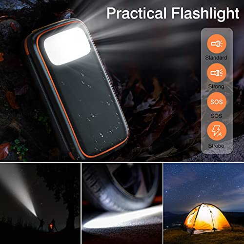 CONXWAN Solar Powerbank 26800mAh Solarladegerät mit 4 Solarpanel und 3 Ausgängen, USB C Externer Akku Tragbares Ladegerät für Outdoor Camping, Wandern