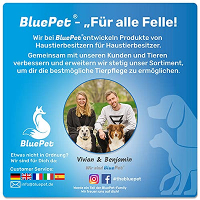 Bluepet® UnterwollToll Hundebürste & Katzenbürste für langhaar | Unterwollkamm entfernt Unterwolle & Verfilzungen | Ausdünnen & Deckhaarschutz | Fellbürste Größe M-L blau