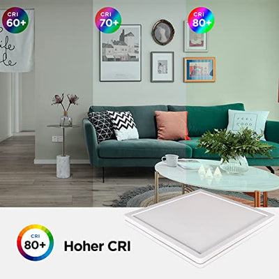 LED Deckenleuchte Sternenhimmel, 24W dimmbare Deckenlampe, 6-farbige Hintergrundbeleuchtung RGB mit Fernbedienung, 3000K-6500K, IP54, ultradünnes quadratisches Panel für Schlafzimmer/Bad/Flur/Küche