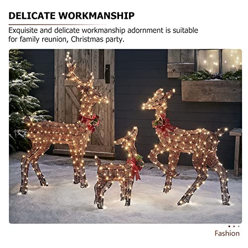 Weihnachtsdeko Aussen,3 Stück Braune Rentier Familie LED Rattan Rentiere,Rentier mit Beleuchtet Außen für einen Weihnachtlichen Garten,Weihnachten Deko LED Figuren/Weihnachtsbeleuchtung Außen