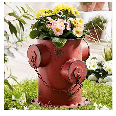 Pureday Schneider Home Blumentopf Übertopf Hydrant Shabby Chic Rostoptik Eisen ca. 35 x 32 x 36cm rot