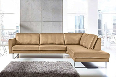 moebelhome Ecksofa Neapel V2 Echt Leder Sofa mit Kufenfuß, Wohnlandschaft, Ledercouch