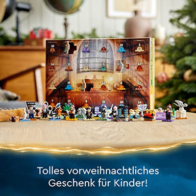 LEGO 76404 Harry Potter Adventskalender 2022 mit Brettspiel, 7 Minifiguren, Film-Szenen und Spielzeug Zubehör, magisches frühes Geschenk für Weihnachten