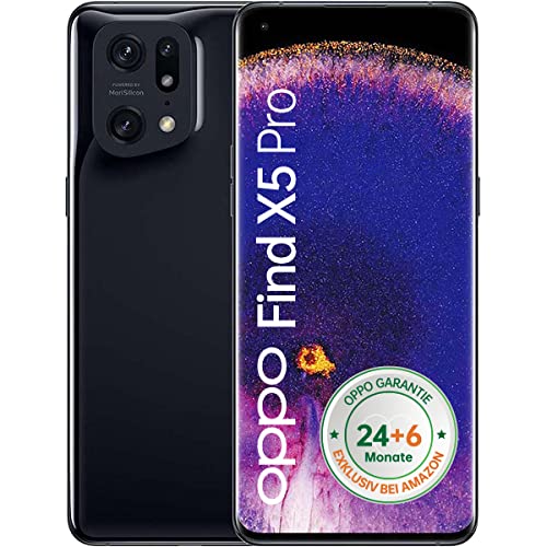 OPPO Find X5 Pro Smartphone, 50 MP Dreifachkamera, 5000 mAh Akku, 80W Schnellladen, 6,7″ 120 Hz AMOLED Display, Snapdragon 8 Gen 1, 12 GB RAM, 256 GB, 30 Monate Garantie [Exklusiv bei Amazon], Black