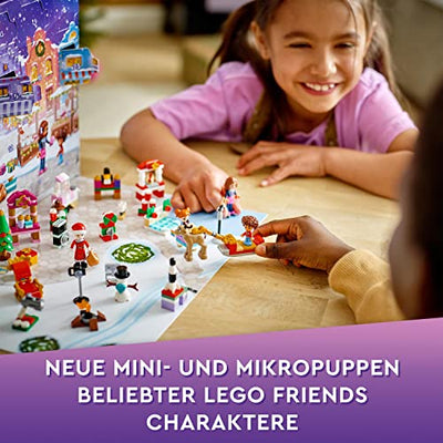 LEGO 41706 Friends Adventskalender 2022, 24 Weihnachtsspielzeuge inkl. Weihnachtsmann, Schneemann und Rentier-Figur, Geschenk zu Weihnachten für Kinder