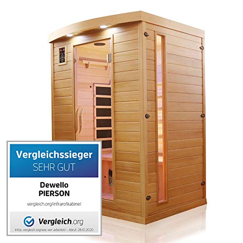 Dewello Infrarotsauna Infrarotkabine Infrarotsauna Pierson 135cm x 105cm 1-2 Person inkl. Vollspektrumstrahler, Bodenstrahler, LED-Farblicht