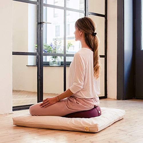 Lotuscrafts Yogakissen Halbmond Shanti - Halbmondkissen - Meditationskissen mit Bezug aus 100% Baumwolle - Yoga Sitzkissen halbmondförmig mit Dinkelfüllung - GOTS Zertifiziert