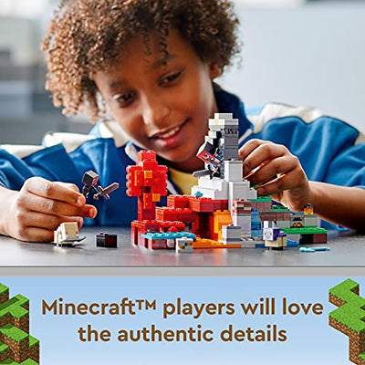 LEGO 21172 Minecraft Das zerstörte Portal Minecraft Spielzeug Set für Jungen und Mädchen ab 8 Jahre mit Figuren aus dem Videospiel