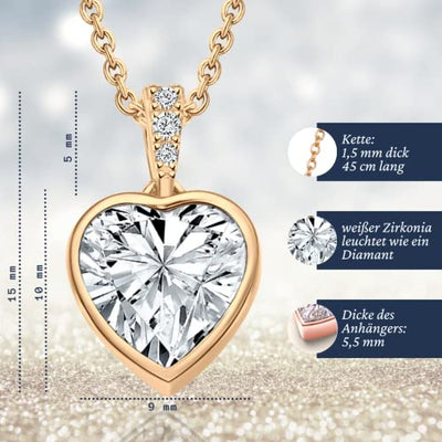 Halskette Damen Rosegold Herzkette Rose Gold Kette vergoldet Engelsflügel Damenkette Ich Liebe Dich Herz-Anhänger Rosegoldschmuck Schmuck Geburtstag Valentinstag Jahrestag Geschenke Frauen Freundin