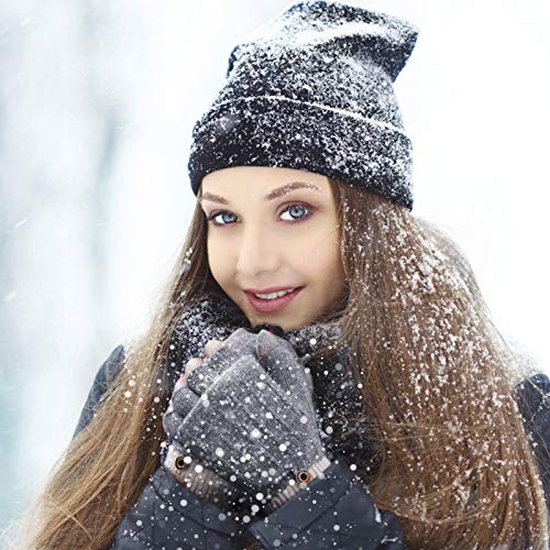 Homealexa Winterhandschuhe Touchscreen Handschuhe Strick Fingerhandschuhe Sport Warm und Winddicht Winterhandschuhe für Skifahren Radfahren und SMS, Geeinget für Damen und Herren (Fingerlos(grau))