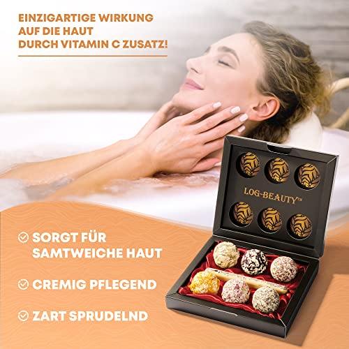 7 Badekugeln - Badebomben Geschenkset mit Vitamin C - MADE IN GERMANY - BIO - Vegan - Wellness-Badezusatz-Set - Geschenke für Frauen - Weihnachtsgeschenke