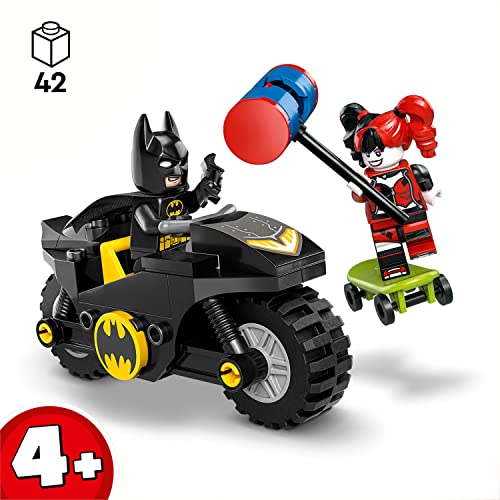 LEGO 76220 DC Batman vs. Harley Quinn, Superhelden-Set mit Action Figuren, Skateboard und Motorrad-Spielzeug für Jungen und Mädchen ab 4 Jahren