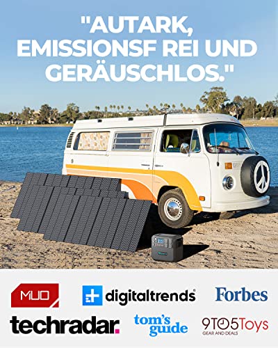 BLUETTI Solargenerator AC200MAX mit 2 x PV350 Solarpanel, 2048Wh/2200W LiFePO4 Tragbare Powerstation Stromaggregat, 350W Solarmodule für Notstromversorgung Camping, Wohnwagen, Stromausfall