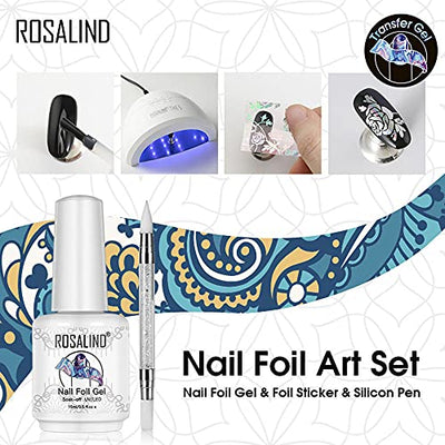 ROSALIND Transferfolie Nägel Marmor 10 Blatt Nagel Aufkleber sticker Nail Art Transferfolie Sticker Holographische Nail Wraps Aufkleber Kit Nagelfolie Transfer für Nailart Folie Transfer