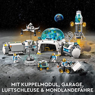 LEGO 60350 City Mond-Forschungsbasis Weltraum-Spielzeug aus der LEGO NASA Serie mit Astronauten-Minifiguren, Geschenk zu Weihnachten für Mädchen und Jungen ab 7 Jahre