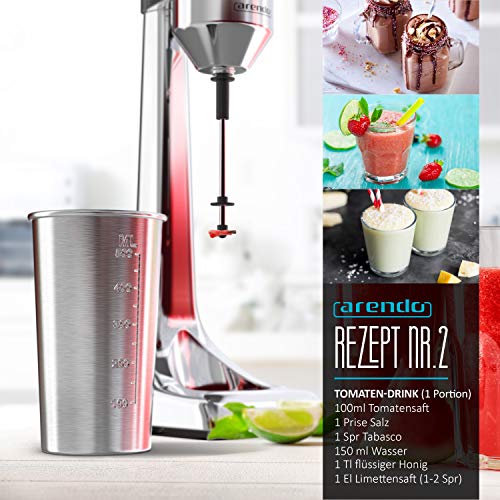 Arendo - Drink Mixer - Eiweiß Shaker - Getränkemixer - elektrischer Standmixer - 500 ml Becher - 22.000 U min - 2 Geschwindigkeitsstufen - Fitness Protein Drinks Smoothies Milchshakes Cocktails