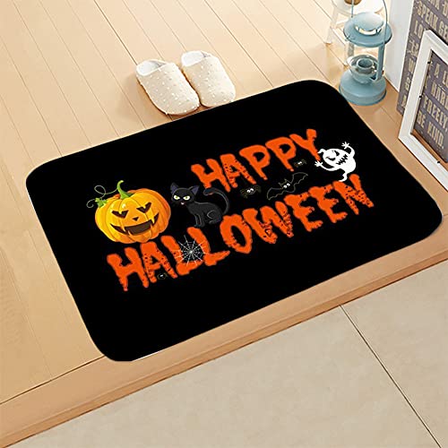 Halloween Fußmatte Welcome Mat Halloween Kürbisse Dekorative Fußmatte, saisonale Herbst Halloween Party Niedrige Profil-Bodenmatte Schalter Matte für Innen Außen 60 cm (B) x 40 cm (L) Größe 4