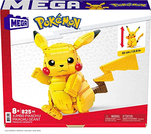 MEGA Construx FVK81 - Pokemon Jumbo Pikachu 30 cm Bauset mit 825 Bausteinen, Spielzeug ab 8 Jahren