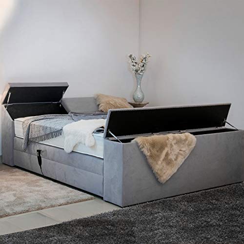 PAARA Boxspringbett Dubai GM | 10.000 Newton Motorleistung | Truhen | Antirutsch-Matten | Royal-WS® Taschenfederkern Matratze mit GELAX® Topper Kern | Made in Germany (200 x 210 cm)