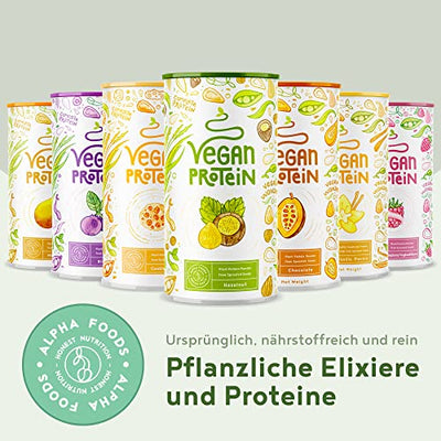 Vegan Protein - HASELNUSS - Pflanzliches Proteinpulver aus gesprossten Reis, Erbsen, Sojabohnen, Leinsamen, Amaranth, Sonnenblumen- und Kürbiskernen - 600g Pulver