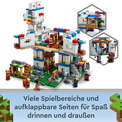 LEGO 21188 Minecraft Das Lamadorf Set, Spielzeug-Haus mit Dorfbewohnern, Tier-Figuren und 6 Modulen, Geschenk zu Weihnachten