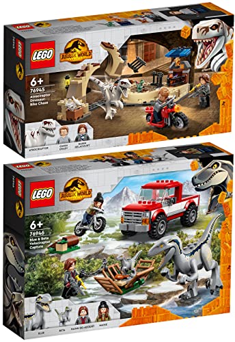 BRICKCOMPLETE Lego 2er Set: 76945 Atrociraptor: Motorradverfolgungsjagd & 76946 Blue & Beta in der Velociraptor-Falle