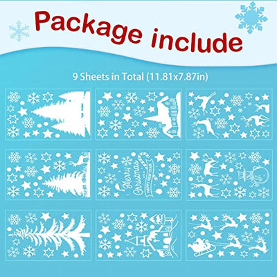 Weihnachtsdeko Fenster,Window Decorations, Christmas Decorations, Weiß Revery Winter Christmas Window Stickers Aufkleber Dekorationen Home Office Decor,9 Blatt