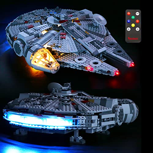 BRIKSMAX LED Beleuchtungsset mit Multifunktions-Soundfernbedienung für Lego Star Wars Millennium Falcon, kompatibel mit Lego 75257 - Ohne Lego Set（Fernbedienung Version