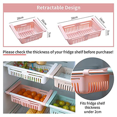 HapiLeap kühlschrank Schubladen, Einstellbare Lagerregal Kühlschrank Partition Layer Organizer, Ausziehbare Kühlschrank Schublade Organizer Kühlschrank Aufbewahrungsbox (4 Stück)