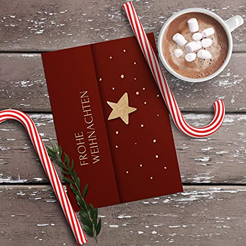 Weihnachtskarten mit Umschlag Set (12 Stück) - A6 Klappkarten für Weihnachten - Christmas Postkarte mit Umschlägen für deine Weihnachtsgrüße - Coole Weihnachtspostkarten mit und ohne Sprüche