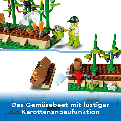 LEGO 60345 City Farm Gemüse-Lieferwagen, Bauernhof Spielzeug für Kinder ab 5 Jahre mit Food Truck, Gemüsebeet, 3 Minifiguren und Hasenfigur