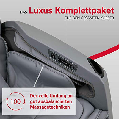 Casada Aura Luxus-Massagesessel – Massagestuhl mit 4D-Massage, Zero-Gravity, Hot-Stone-Massage und Braintronics-Funktion für Ganzkörper-Massage - mit Fernbedienung und HD-Lautsprecher (grau-weiß)