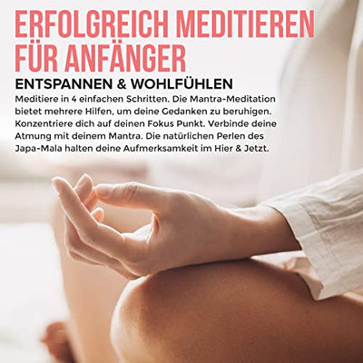 NATOVI Rudraksha Mala mit ECHTHEITSZERTIFIKAT & Mantra Meditations Anleitung - Set für innere Ruhe & Entspannung