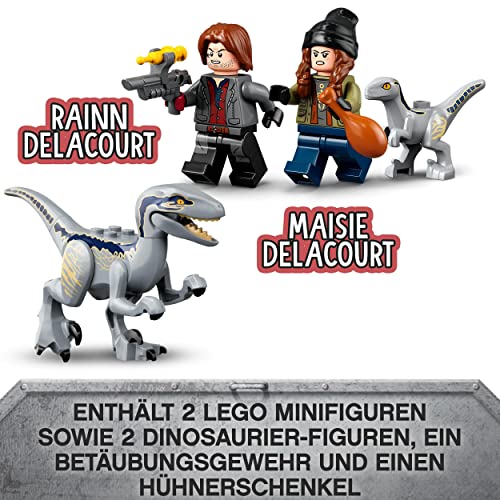 LEGO 76946 Jurassic World Blue & Beta in der Velociraptor-Falle, Spielzeugauto mit Dinosaurier Figuren, Geschenk zu Weihnachten für Kinder ab 6 Jahren