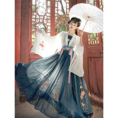 AMOC Cosplay Outfit, Traditionelles Chinesisches Hanfu-Kleid Cosplay Outfit mit Schal für Weihnachten Halloween