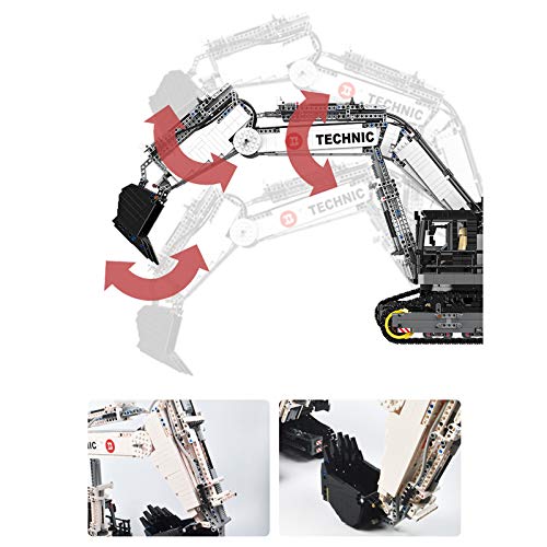 Foxcm Technik Bagger Liebherr R 9150 Modell, 4342 Teile Ferngesteuert Bagger Bausteine Raupenbagger Modellbausatz Kompatibel mit Lego Technik