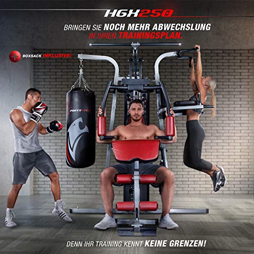 Sportstech Premium 50in1 Kraftstation für EIN Allround Training | Multifunktions-Heimtrainer mit Stepper & LAT-Zugturm | HGX Fitness-Station aus Eva Material | Robust für Zuhause (HGX260 Modell2021)